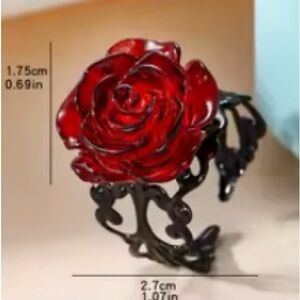 Vintage Gothic Red Rose Ring